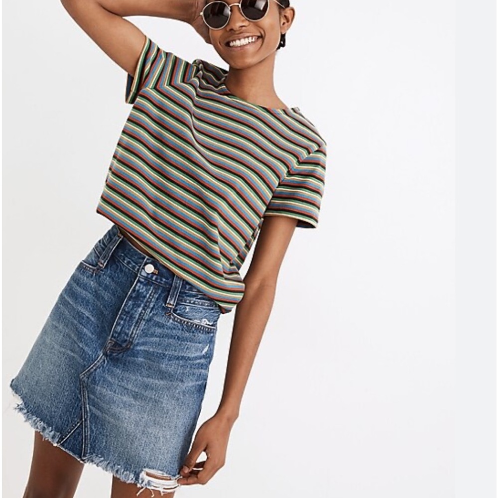 Madewell Rigid Denim Straight Mini Skirt:
Destructed Edition